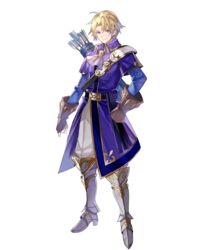  1boy arrow_(projectile) blonde_hair boots fingerless_gloves fire_emblem fire_emblem:_the_binding_blade fire_emblem_heroes full_body gloves highres klein_(fire_emblem) male_focus official_art purple_eyes quiver solo tobi_(kotetsu) transparent_background 