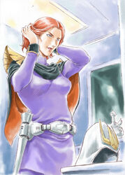  female female gundam helmet kycilia_zabi mobile_suit_gundam red_hair solo 