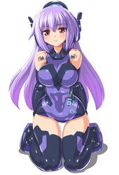  arms_behind_back arnval_mk2_tempesta bad_id bad_pixiv_id bare_shoulders black_gloves black_thighhighs blush boots breasts busou_shinki covered_navel dd_(ijigendd) doll_joints elbow_gloves female gloves headgear hip_focus joints kneeling large_breasts leaning_forward leotard light_smile long_hair looking_at_viewer narrow_waist purple_hair purple_leotard red_eyes shadow simple_background smile solo thigh_boots thigh_gap thighhighs very_long_hair white_background 