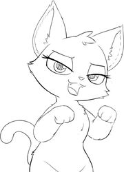  anthro digital_media_(artwork) domestic_cat felid feline felis female fur hasbro jade_catkin line_art littlest_pet_shop littlest_pet_shop:_a_world_of_our_own looking_at_viewer mammal mcsadat monochrome open_mouth simple_background solo 