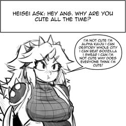  alternate_species anguirus animal_humanoid breasts clothed clothing dialogue dr._pizza_boi english_text female godzilla_(series) hi_res humanoid humanoidized kaiju_girls_(webcomic) rule_63 solo spikes text toho 