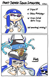  animal_humanoid armor blue_hair cephalopod cephalopod_humanoid closed_eyes clothing digital_media_(artwork) duo english_text female feral hair hat headgear headwear helmet humanoid inkling inkling_girl marine marine_humanoid mollusk mollusk_humanoid nintendo pseudo_hair solo_focus splatoon stupjam tentacle tentacle_hair text 