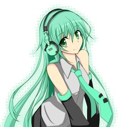  bad_id bad_pixiv_id detached_sleeves female green_eyes green_hair hair_down hatsune_miku headphones long_hair looking_at_viewer necktie solo suu2510 very_long_hair vocaloid 