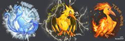  2016 ambiguous_gender articuno avian bird blue_body blue_feathers electric feathers feral fire generation_1_pokemon group ice kosmotiel legendary_birds legendary_pokemon legendary_trio moltres nintendo orange_body orange_feathers pokemon pokemon_(species) pokemon_go solo team_instinct team_mystic team_valor trio yellow_body yellow_feathers zapdos 