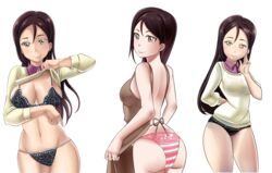  bad_id bad_pixiv_id breasts female highres large_breasts love_live! love_live!_sunshine!! multiple_views navel pabsmikan panties red_hair sakurauchi_riko&#039;s_mother self-upload underwear yellow_eyes 