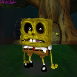  1:1 3d_(artwork) creepypasta dehydration digital_media_(artwork) eyes_in_darkness friday_night_funkin&#039; hi_res male nickelodeon nightzombie plant solo sponge spongebob_squarepants spongebob_squarepants_(character) tree 