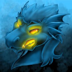  1:1 angry anthro dragon flinters glowing glowing_eyes glowing_mouth hair male mythological_creature mythological_scalie mythology rooth scalie solo 