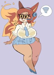  anthro big_breasts bottomwear bow_tie breasts canid canine clothed clothing curvy_figure digital_media_(artwork) electronics eyewear fangs female fire firefox flaming_tail fox fur glasses glitch hair happy headphones hi_res mammal mozilla multicolored_body multicolored_fur multicolored_hair open_mouth orange_hair puppkittyfan1 red_hair shirt simple_background smile solo tail tan_body tan_fur teeth thick_thighs topwear two_tone_body two_tone_fur two_tone_hair voluptuous wi-fi wide_hips 