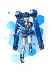  absurd_res android blazermate breasts digital_media_(artwork) female green_eyes green_sclera hi_res humanoid machine medarot not_furry robot robot_humanoid simple_background solo yuuyatails 