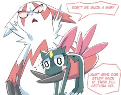  absurd_res ambiguous_gender anthro bodily_fluids claws crying dialogue duo english_text generation_2_pokemon generation_3_pokemon hi_res nintendo poetax pokemon pokemon_(species) sneasel tears text zangoose 