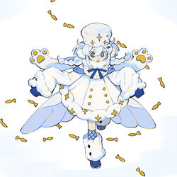  :o animal_hair_ornament blue_eyes blue_footwear blue_legwear blue_ribbon blush_stickers borrowed_character braid cape chinese_commentary commentary dot_nose dress earmuffs female fish_hair_ornament floating_scarf frills full_body fur-trimmed_dress fur-trimmed_sleeves fur_collar fur_hat fur_trim guu_(hakahonoo) hair_between_eyes hair_ornament hairclip hands_up hat highres kneehighs layered_sleeves leg_up leg_warmers light_purple_hair limited_palette long_hair low_twin_braids low_twintails neck_ribbon open_mouth original paw_print ribbon scarf short_eyebrows sleeves_past_fingers sleeves_past_wrists snow socks solo sparkle_print tareme thick_eyebrows twin_braids twintails very_long_sleeves walking white_background white_cape white_dress white_hat white_legwear white_scarf wide_sleeves winter_clothes 