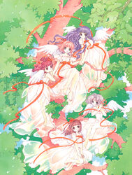  card_captor_sakura clamp daidouji_tomoyo dress feet kinomoto_sakura mihara_chiharu sasaki_rika wings yanagisawa_naoko 