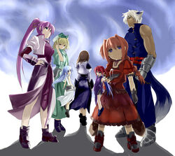  1boy 6+girls agito_(nanoha) ahoge animal_ears bad_id bad_pixiv_id blonde_hair blue_eyes blue_hair boots braid brown_hair dark_skin dog_ears dog_tail dress elbow_gloves gloves hat highres klarwind long_hair lyrical_nanoha magical_boy magical_girl mahou_shoujo_lyrical_nanoha_strikers mini_person minigirl multiple_girls photoshop_(medium) pink_hair pointy_ears red_eyes red_hair reinforce_zwei shamal signum tail twin_braids unworn_hat unworn_headwear vita_(nanoha) wagashi_(okashina) white_hair yagami_hayate zafira 