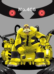  1boy bad_id bad_pixiv_id bald beard cable creature_and_personification electivire facial_hair facial_mark forehead_mark generator gloves ishinarimaru_shouten jacket male_focus moustache personification photoshop_(medium) pokedex_number pokemon pokemon_(creature) red_eyes sitting solo sunglasses 