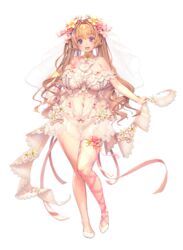  :d ass_visible_through_thighs bare_shoulders blonde_hair blush bow breast_suppress breasts bridal_veil destiny_child detached_collar dress female flower full_body hair_flower hair_ornament hairbow heket_(destiny_child) holding kkuem large_breasts leg_ribbon long_hair looking_at_viewer navel open_mouth pearl_thong pink_bow pink_flower pink_ribbon pink_rose purple_eyes ribbon rose see-through shiny_skin shoes sidelocks skindentation smile solo standing straight-on tachi-e teeth thighs transparent_background twintails veil wavy_hair white_dress white_flower white_footwear yellow_flower 