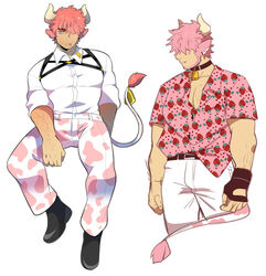  bovid bovine cattle hair horn human humanoid male mammal moosopp muscular muscular_male pink_hair sal_(moosopp) solo tan_body 