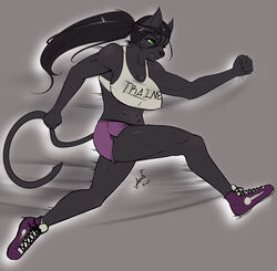  absurd_res anthro clothing erunroe felid female hair hi_res jogging mammal pantherine solo tagme 