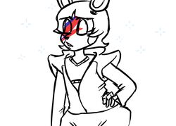  2016 animatronic anthro bodypaint closed_eyes clothed clothing cosplay crossover crossover_cosplay david_bowie david_bowie_(artist) face_paint five_nights_at_freddy&#039;s five_nights_at_freddy&#039;s_2 hand_on_hip inkyfrog lagomorph leporid machine male mammal partially_colored rabbit real_world robot scottgames simple_background solo sparkles toy_bonnie_(fnaf) white_background 