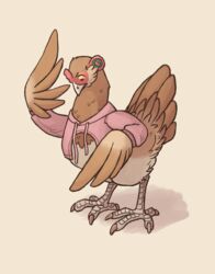  2018 abigfathen avian beak bird chicken clothed clothed_feral clothing drawyourfursona feathers female feral galliform gallus_(genus) hi_res hoodie looking_down meme meme_clothing multicolored_body multicolored_feathers phasianid simple_background solo tail tail_feathers topwear twitter_hoodie two_tone_body two_tone_feathers white_background yellow_eyes 