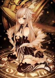  aquarius_(zodiac) aries_(zodiac) armillary_sphere bare_shoulders black_dress black_footwear blonde_hair boots breasts brown_eyes cancer_(zodiac) capricorn_(zodiac) celestial_globe cleavage commentary_request detached_sleeves dress female full_body fur-trimmed_dress fur_collar fur_trim gemini_(zodiac) globe glowing grey_eyes grey_hair hand_on_floor high_heels leo_(zodiac) long_hair magic_circle medium_breasts original parted_lips pisces_(zodiac) pumps ricci sitting solo strapless strapless_dress taurus_(zodiac) thigh_boots thighhighs v_arms wariza zodiac zodiac_wheel 