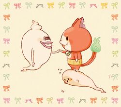  bad_id bad_pixiv_id blush blush_stickers boobou fangs feline ghost grin haramaki jibanyan kanacho multiple_tails no_humans notched_ear open_mouth purple_lips simple_background smile standing tail two_tails whisper_(youkai_watch) youkai_(youkai_watch) youkai_watch 