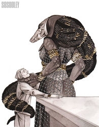  2023 absurd_res ammit ammit_(moon_knight) anthro armlet arthur_harrow artist_name bandage big_hands biped black_hair bottomwear bracelet braided_hair breasts closed_eyes closed_smile clothed clothed_anthro clothed_female clothed_human clothed_male clothing crocodile crocodilian crocodylid dark_body dark_hair dark_scales deity digital_drawing_(artwork) digital_media_(artwork) dominant dominant_anthro dominant_female dress duo egyptian_headdress egyptian_mythology extended_arm extreme_size_difference eyebrows female female_on_human fingernails fully_clothed fully_clothed_human fully_clothed_male gold_(metal) gold_armlet gold_bracelet gold_jewelry hair hair_size_difference hand_on_another&#039;s_hand hand_on_hand hi_res huge_hair human human_on_anthro humanoid_hands interspecies jewelry larger_anthro larger_female light_body light_hair light_skin long_hair looking_at_another looking_at_partner looking_down looking_down_at_another looking_down_at_partner looking_pleasured male male/female male_on_anthro mammal marvel marvel_cinematic_universe mature_human mature_male middle_eastern_mythology monotone_hair moon_knight_(series) mouth_closed mythology nails nemes_(clothing) non-mammal_breasts pants prehensile_hair pupils raised_head reptile restricted_palette scales scalie shirt short_hair simple_background size_difference smaller_human smaller_male smile snout sosooley standing submissive submissive_human submissive_male teeth three-quarter_view topwear white_background white_hair 