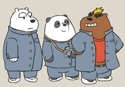  anthro bear brown_bear buchi cartoon_network crossover fukami_youhei giant_panda grey_background grizzly_(we_bare_bears) grizzly_bear group ice_bear_(we_bare_bears) mammal mekko_rarekko panda_(we_bare_bears) polar_bear semi-anthro simple_background slightly_chubby thevillager ursine we_bare_bears yamano_taishou 