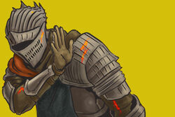  1other armor dark_souls_(series) dark_souls_iii drakeposting_(meme) hand_up helmet meme soul_of_cinder third-party_source yellow_background 