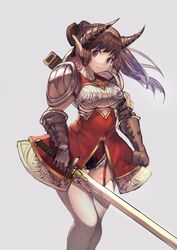  armor horns lard pointy_ears stockings sword tagme thighhighs 