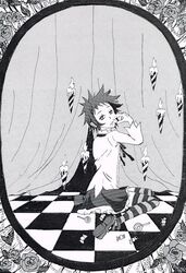  candle candles candy d.gray-man female road_kamelot shoes short_hair skirt socks striped striped_legwear 