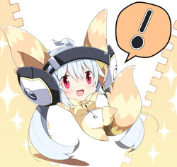  ! :d ahoge animal_costume animal_ears bell blush breasts chibi commentary cosplay female grey_hair headphones jingle_bell long_hair maron_(pet) maron_(pet)_(cosplay) matoi_(pso2) medium_breasts milkpanda open_mouth outstretched_arms phantasy_star phantasy_star_online_2 purple_eyes sidelocks smile solo spoken_exclamation_mark tail twintails very_long_hair 