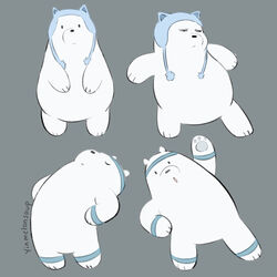  1:1 accessory anthro bear cartoon_network exercise grey_background headband ice_bear_(we_bare_bears) legband male mammal polar_bear semi-anthro simple_background solo stretching tuque ursine we_bare_bears wristband yinmelonsoup 