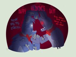  2016 animatronic avj_(artist) bonnie_(fnaf) duo five_nights_at_freddy&#039;s five_nights_at_freddy&#039;s_4 glowing glowing_eyes holidays lagomorph leporid machine male mammal nightmare_bonnie_(fnaf) rabbit robot scottgames valentine&#039;s_day 