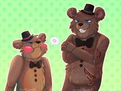  2014 4:3 animatronic anthro bear bow_(feature) bow_tie cascadingserenity_(artist) clothing duo five_nights_at_freddy&#039;s five_nights_at_freddy&#039;s_2 hat headgear headwear machine male mammal robot scottgames top_hat toy_freddy_(fnaf) withered_freddy_(fnaf) 