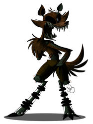  2015 absurd_res animatronic canid canine five_nights_at_freddy&#039;s five_nights_at_freddy&#039;s_3 fox glowing glowing_eyes hi_res imajenink_(artist) machine male mammal phantom_foxy_(fnaf) pupils robot scottgames sharp_teeth signature simple_background slit_pupils solo standing teeth white_background 