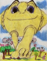  4_toes barefoot binky_(character) blue_eyes boca city clyde_(disambiguation) crush feet ghost hi_res inky macro micro nightmare_fuel outside pac-man pac-man_(series) pinky_(pac-man) plant smile spirit toes tree 