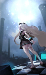  animal_ears bad_link checkered_floor female from_behind long_hair nawol photoshop_(medium) seeu seeu_(dark_light) sky solo star_(sky) starry_sky thighhighs very_long_hair vocaloid white_thighhighs wrist_cuffs zettai_ryouiki 