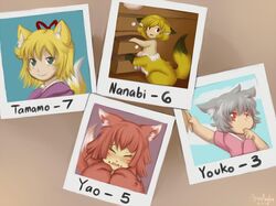  animal_ears closed_eyes fox_ears kitsune_(mon-musu_quest!) mon-musu_quest! myra-avalon nanabi nanabi_(mon-musu_quest!) red_hair smile tamamo_(mon-musu_quest!) yao_(mon-musu_quest!) yao_(mon_musu_quest!) 