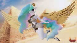  absurd_res alicorn anthro anthrofied clothing deity egyptian egyptian_clothing egyptian_mythology equid equine female flying footwear friendship_is_magic hasbro headpiece hi_res horn loveslove mammal middle_eastern_mythology my_little_pony mythological_creature mythological_equine mythology princess_celestia_(mlp) pyramid ra sandals shoes wings 