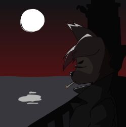  anthro clothing coat female hybrid moon night noir smoking solo tama-tama topwear 