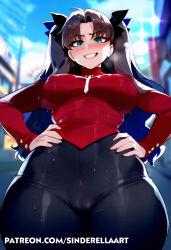  1girls ai_generated big_breasts busty fate/stay_night fate_(series) female female_only sinderellaart solo thiccwithaq_(ai_style) thick tohsaka_rin voluptuous voluptuous_female 