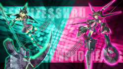  akatsuki_kirika armor bodysuit chainsaw mecha mecha_musume senki_zesshou_symphogear senki_zesshou_symphogear_g tsukuyomi_shirabe weapon 