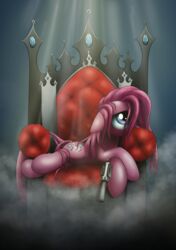  2013 armchair blue_eyes chair cutie_mark equid equine female feral fog friendship_is_magic furniture gun hair handgun hasbro high-roller2108 horse mammal my_little_pony pink_hair pinkamena_(mlp) pinkie_pie_(mlp) pony ranged_weapon reclining revolver smoke solo throne weapon 