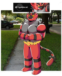  anthro barazoku barefoot better_version_at_source biceps car daily-incineroar english_text fangs feet felid fire fur generation_7_pokemon grass humor incineroar looking_at_viewer male mammal manly meme muscular muscular_male nintendo nude outside pecs plant pokemon pokemon_(species) sharp_teeth solo standing super_smash_bros. super_smash_bros._ultimate teeth text tree triceps vehicle yellow_eyes you_know_i_had_to_do_it_to_em 