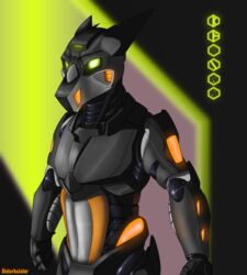  2020 armor bionicle canid canine digital_drawing_(artwork) digital_media_(artwork) dizrahk_(artist) glowing green_eyes headgear helmet hi_res humanoid kronas lego looking_at_viewer male mammal science_fiction sergal simple_background solo standing toa 