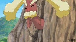  blush brown_body brown_fur closed_eyes cloud female fur generation_4_pokemon giggling hands_over_mouth hi_res lagomorph laugh lopunny mammal nintendo pink_eyes pokemon pokemon_(species) potateymatey rock stuck through_wall tickling yellow_body yellow_fur 