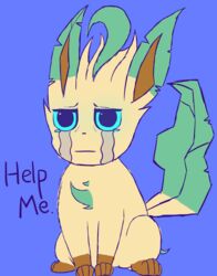  absurd_res bluends bodily_fluids crying eeveelution generation_4_pokemon hi_res leafeon male nintendo pokemon pokemon_(species) solo tears 