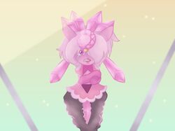  2018 anthro bodily_fluids cartoon_network diancie elemental_creature female gem generation_6_pokemon hair hi_res itoruna legendary_pokemon looking_at_viewer mineral_fauna nintendo pink_body pink_diamond_(steven_universe) pink_eyes pink_hair pink_skin pokemon pokemon_(species) steven_universe tears 