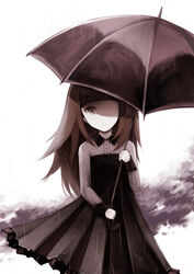  alice_(deemo) commentary_request deemo expressionless female i_hate_to_tell_you_(deemo) long_sleeves looking_at_viewer photoshop_(medium) rain shirt shokujin_hatefukuchuu skirt solo umbrella 