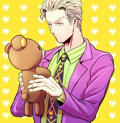  1boy blonde_hair jojo_no_kimyou_na_bouken kira_yoshikage male_focus rilakkuma solo tagme u_(lastcrime) 